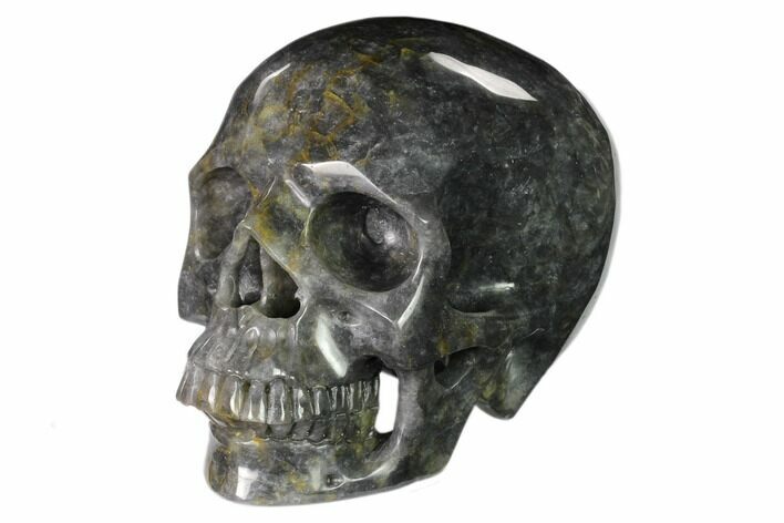 Carved, Grey Smoky Quartz Crystal Skull #150888